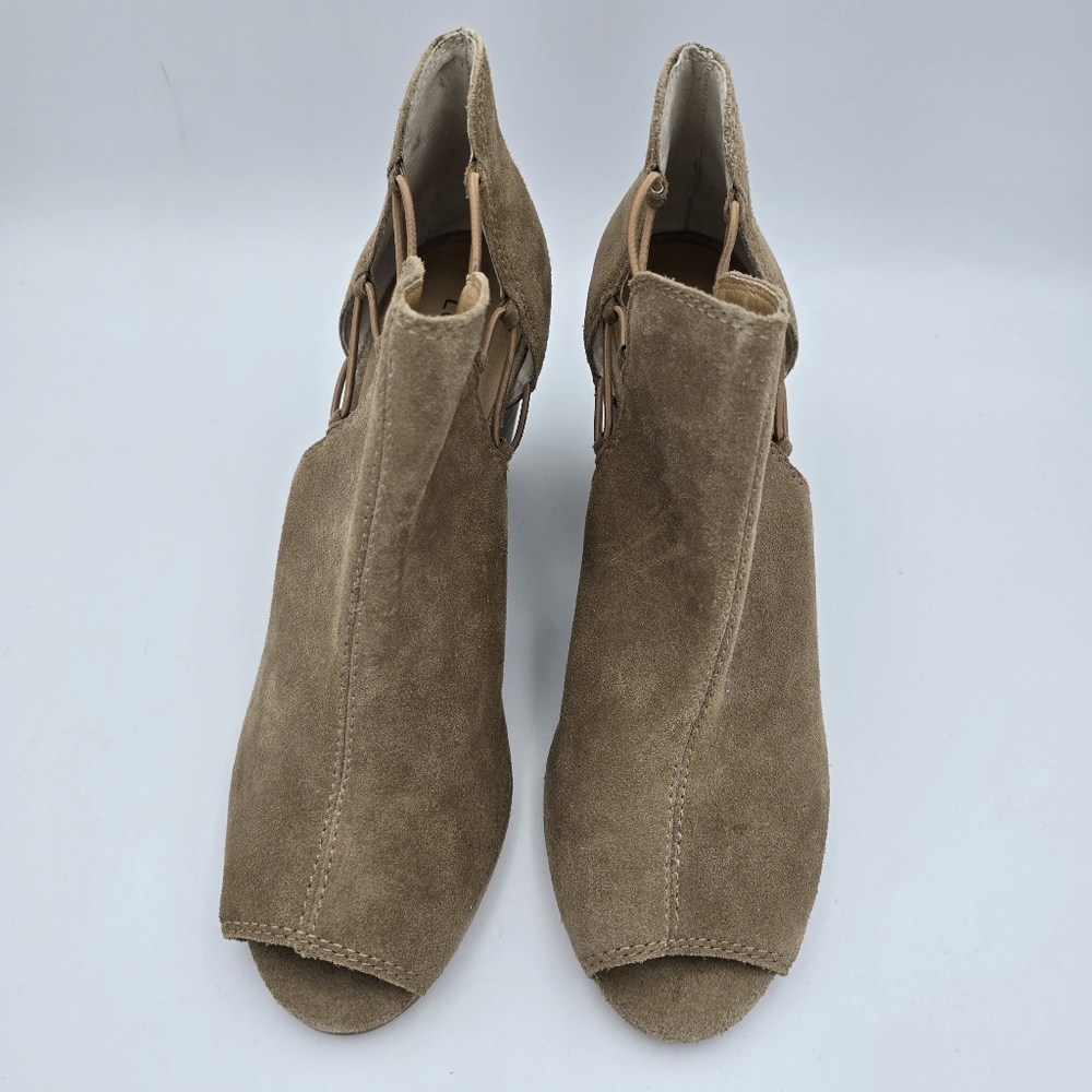 Lucky Brand Reevas Wedge Peep-Toe Ankle Booties, Tan Suede, Women's 10 - Picture 4 of 16